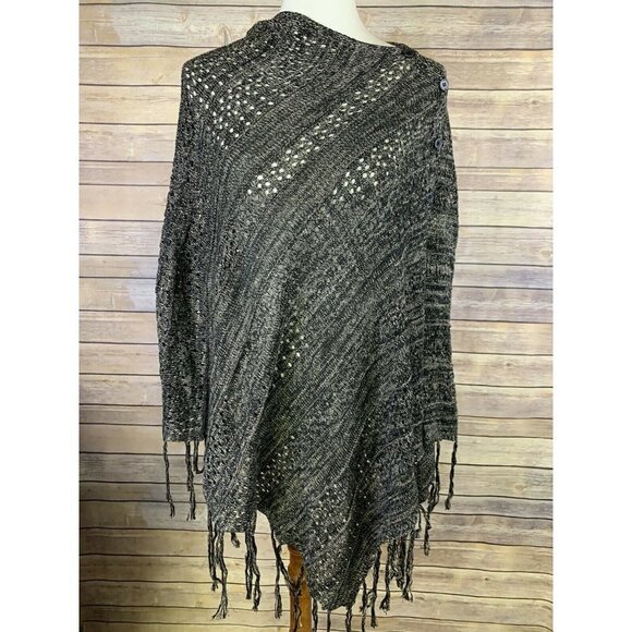Lularoe Mimi Shawl Poncho Wrap NWT Gray Black RARE - Picture 1 of 12